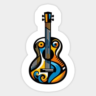 Guitar illustration. Guitar illustration in cubist style Sticker